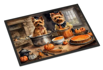 Norwich Terrier Fall Kitchen Pumpkins Doormat Front Door Mat Indoor Outdoor Rugs for Entryway, Non Slip Washable Low Pile, 24H X 36W