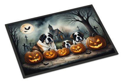 Saint Bernard Spooky Halloween Doormat Front Door Mat Indoor Outdoor Rugs for Entryway, Non Slip Washable Low Pile, 24H X 36W