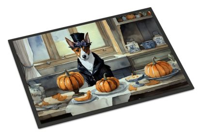 Basenji Fall Kitchen Pumpkins Doormat Front Door Mat Indoor Outdoor Rugs for Entryway, Non Slip Washable Low Pile, 24H X 36W