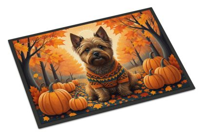 Cairn Terrier Fall Doormat Front Door Mat Indoor Outdoor Rugs for Entryway, Non Slip Washable Low Pile, 24H X 36W