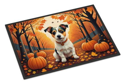 Jack Russell Terrier Fall Doormat Front Door Mat Indoor Outdoor Rugs for Entryway, Non Slip Washable Low Pile, 24H X 36W