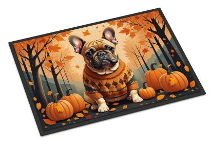 Fawn French Bulldog Fall Doormat Front Door Mat Indoor Outdoor Rugs for Entryway, Non Slip Washable Low Pile, 24H X 36W