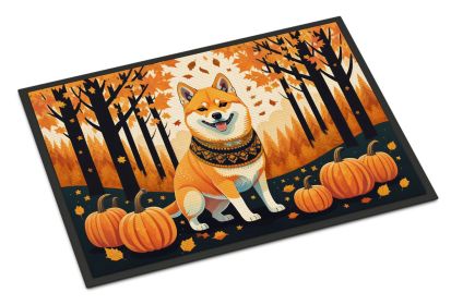 Shiba Inu Fall Doormat Front Door Mat Indoor Outdoor Rugs for Entryway, Non Slip Washable Low Pile, 24H X 36W