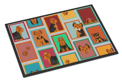 Lots of Black and Tan Yorkie Doormat Front Door Mat Indoor Outdoor Rugs for Entryway, Non Slip Washable Low Pile, 24H X 36W