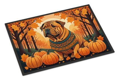 Shar Pei Fall Doormat Front Door Mat Indoor Outdoor Rugs for Entryway, Non Slip Washable Low Pile, 24H X 36W