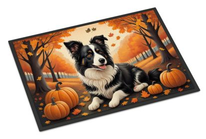 Border Collie Fall Doormat Front Door Mat Indoor Outdoor Rugs for Entryway, Non Slip Washable Low Pile, 24H X 36W