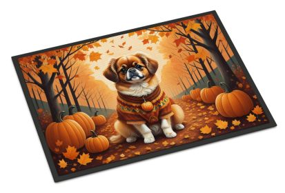 Tibetan Spaniel Fall Doormat Front Door Mat Indoor Outdoor Rugs for Entryway, Non Slip Washable Low Pile, 24H X 36W