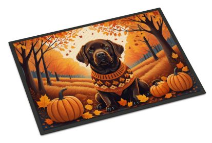 Chocolate Labrador Retriever Fall Doormat Front Door Mat Indoor Outdoor Rugs for Entryway, Non Slip Washable Low Pile, 24H X 36W