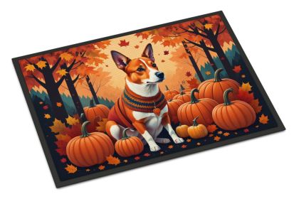 Red Basenji Fall Doormat Front Door Mat Indoor Outdoor Rugs for Entryway, Non Slip Washable Low Pile, 24H X 36W