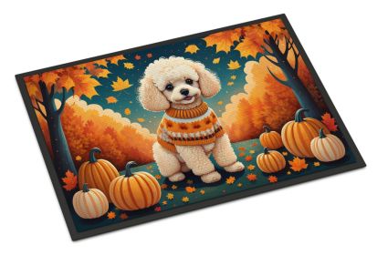 Poodle Fall Doormat Front Door Mat Indoor Outdoor Rugs for Entryway, Non Slip Washable Low Pile, 24H X 36W