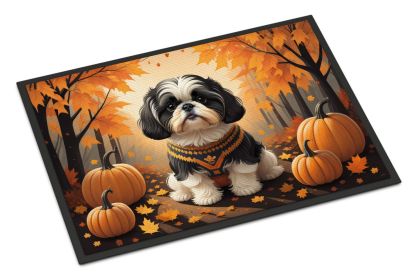 Shih Tzu Fall Doormat Front Door Mat Indoor Outdoor Rugs for Entryway, Non Slip Washable Low Pile, 24H X 36W