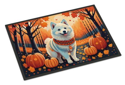 American Eskimo Fall Doormat Front Door Mat Indoor Outdoor Rugs for Entryway, Non Slip Washable Low Pile, 24H X 36W