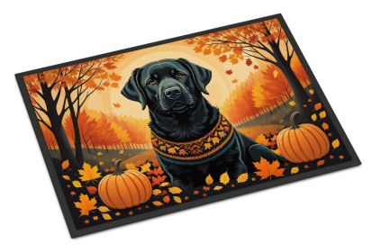 Black Labrador Retriever Fall Doormat Front Door Mat Indoor Outdoor Rugs for Entryway, Non Slip Washable Low Pile, 24H X 36W