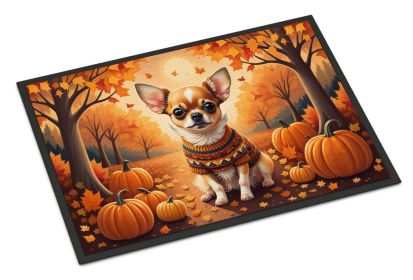 Chihuahua Fall Doormat Front Door Mat Indoor Outdoor Rugs for Entryway, Non Slip Washable Low Pile, 24H X 36W