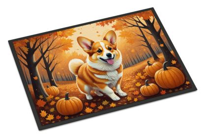 Corgi Fall Doormat Front Door Mat Indoor Outdoor Rugs for Entryway, Non Slip Washable Low Pile, 24H X 36W