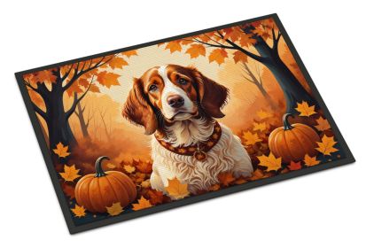 Brittany Spaniel Fall Doormat Front Door Mat Indoor Outdoor Rugs for Entryway, Non Slip Washable Low Pile, 24H X 36W