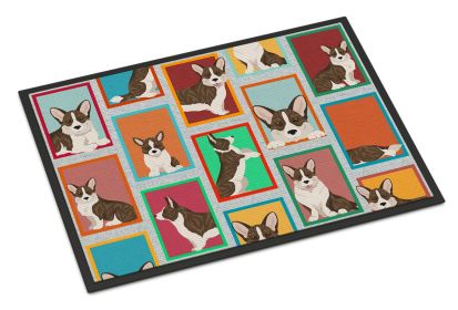 Lots of Brindle Cardigan Corgi Doormat Front Door Mat Indoor Outdoor Rugs for Entryway, Non Slip Washable Low Pile, 24H X 36W