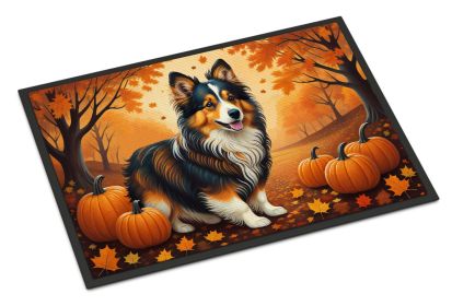 Sheltie Fall Doormat Front Door Mat Indoor Outdoor Rugs for Entryway, Non Slip Washable Low Pile, 24H X 36W