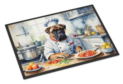 Bullmastiff The Chef Doormat Front Door Mat Indoor Outdoor Rugs for Entryway, Non Slip Washable Low Pile, 24H X 36W