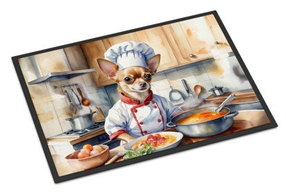 Chihuahua The Chef Doormat Front Door Mat Indoor Outdoor Rugs for Entryway, Non Slip Washable Low Pile, 24H X 36W