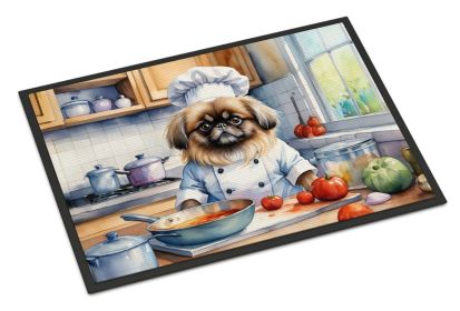 Pekingese The Chef Doormat Front Door Mat Indoor Outdoor Rugs for Entryway, Non Slip Washable Low Pile, 24H X 36W