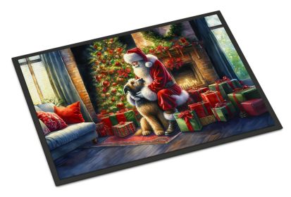 Irish Wolfhound and Santa Claus Doormat Front Door Mat Indoor Outdoor Rugs for Entryway, Non Slip Washable Low Pile, 24H X 36W