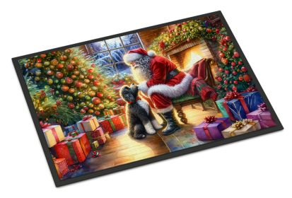 Portuguese Water Dog and Santa Claus Doormat Front Door Mat Indoor Outdoor Rugs for Entryway, Non Slip Washable Low Pile, 24H X 36W