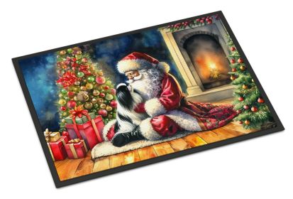 Japanese Chin and Santa Claus Doormat Front Door Mat Indoor Outdoor Rugs for Entryway, Non Slip Washable Low Pile, 24H X 36W