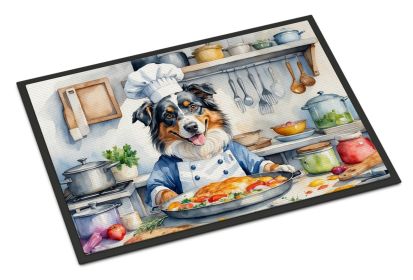 Australian Shepherd The Chef Doormat Front Door Mat Indoor Outdoor Rugs for Entryway, Non Slip Washable Low Pile, 24H X 36W