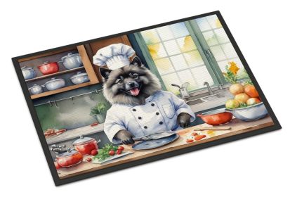 Keeshond The Chef Doormat Front Door Mat Indoor Outdoor Rugs for Entryway, Non Slip Washable Low Pile, 24H X 36W