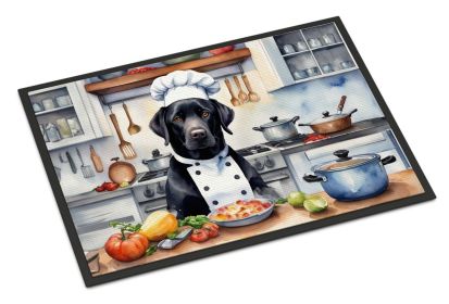 Black Labrador Retriever The Chef Doormat Front Door Mat Indoor Outdoor Rugs for Entryway, Non Slip Washable Low Pile, 24H X 36W