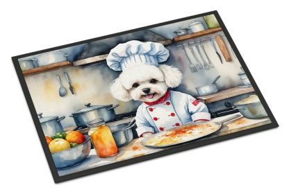 Bichon Frise The Chef Doormat Front Door Mat Indoor Outdoor Rugs for Entryway, Non Slip Washable Low Pile, 24H X 36W