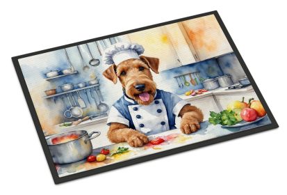 Airedale Terrier The Chef Doormat Front Door Mat Indoor Outdoor Rugs for Entryway, Non Slip Washable Low Pile, 24H X 36W