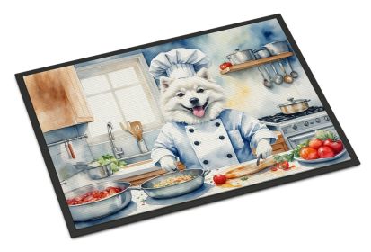 American Eskimo The Chef Doormat Front Door Mat Indoor Outdoor Rugs for Entryway, Non Slip Washable Low Pile, 24H X 36W