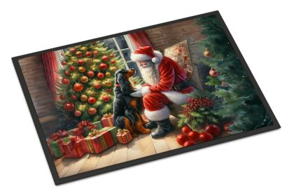 Gordon Setter and Santa Claus Doormat Front Door Mat Indoor Outdoor Rugs for Entryway, Non Slip Washable Low Pile, 24H X 36W