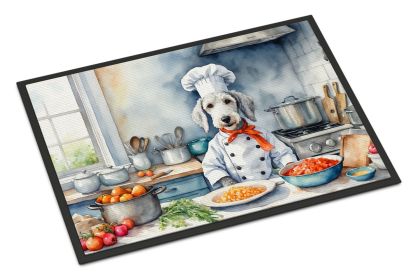 Bedlington Terrier The Chef Doormat Front Door Mat Indoor Outdoor Rugs for Entryway, Non Slip Washable Low Pile, 24H X 36W