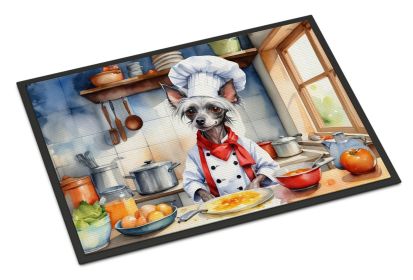 Chinese Crested The Chef Doormat Front Door Mat Indoor Outdoor Rugs for Entryway, Non Slip Washable Low Pile, 24H X 36W