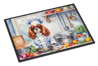 Cavalier Spaniel The Chef Doormat Front Door Mat Indoor Outdoor Rugs for Entryway, Non Slip Washable Low Pile, 24H X 36W