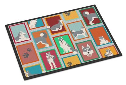 Lots of Grey Siberian Husky Doormat Front Door Mat Indoor Outdoor Rugs for Entryway, Non Slip Washable Low Pile, 24H X 36W