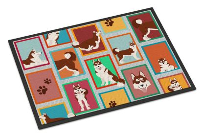 Lots of Red Siberian Husky Doormat Front Door Mat Indoor Outdoor Rugs for Entryway, Non Slip Washable Low Pile, 24H X 36W