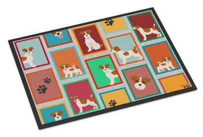 Lots of Red and White Jack Russell Terrier Doormat Front Door Mat Indoor Outdoor Rugs for Entryway, Non Slip Washable Low Pile, 24H X 36W