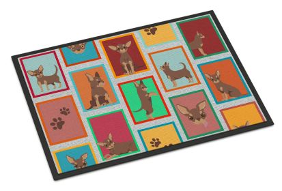 Lots of Chocolate Chihuahua Doormat Front Door Mat Indoor Outdoor Rugs for Entryway, Non Slip Washable Low Pile, 24H X 36W