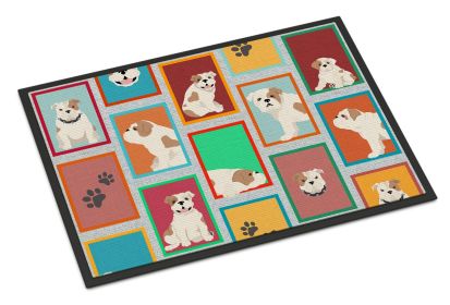 Lots of Piebald English Bulldog Doormat Front Door Mat Indoor Outdoor Rugs for Entryway, Non Slip Washable Low Pile, 24H X 36W