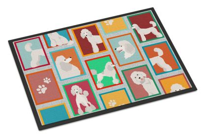 Lots of White Standard Poodle Doormat Front Door Mat Indoor Outdoor Rugs for Entryway, Non Slip Washable Low Pile, 24H X 36W