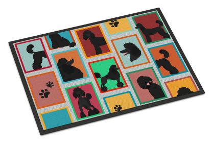 Lots of Black Standard Poodle Doormat Front Door Mat Indoor Outdoor Rugs for Entryway, Non Slip Washable Low Pile, 24H X 36W