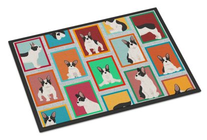 Lots of Black and White French Bulldog Doormat Front Door Mat Indoor Outdoor Rugs for Entryway, Non Slip Washable Low Pile, 24H X 36W