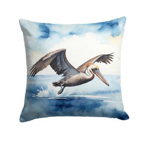 Pelican Diving Throw Pillow Machine Washable, Indoor Outdoor Decorative Pillow for Couch, Bed or Patio, 14Hx14W