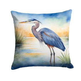 Blue Heron Emerging as the day fades Throw Pillow Machine Washable, Indoor Outdoor Decorative Pillow for Couch, Bed or Patio, 14Hx14W