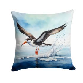 Black Skimmer Throw Pillow Machine Washable, Indoor Outdoor Decorative Pillow for Couch, Bed or Patio, 14Hx14W