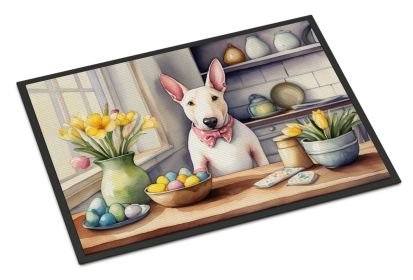 Decorating Easter English Bull Terrier Doormat Front Door Mat Indoor Outdoor Rugs for Entryway, Non Slip Washable Low Pile, 24H X 36W